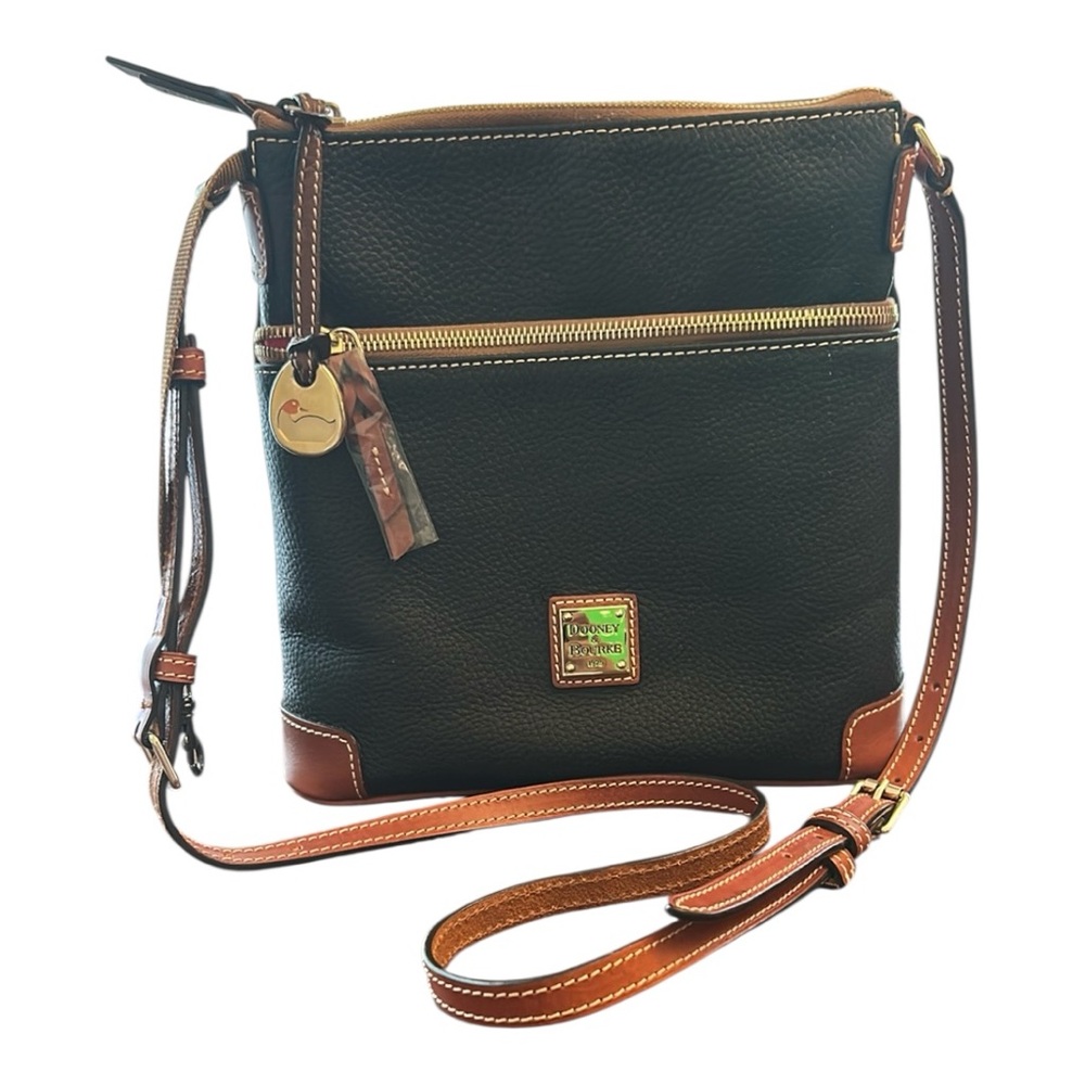Dooney & Bourke Black and Brown Crossbody Bag with Gold Hardware
